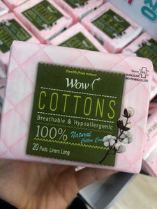 韩国DONGSUNG WOW 100%天然纯棉超薄护翼卫生巾 护垫 17.5cm 20片