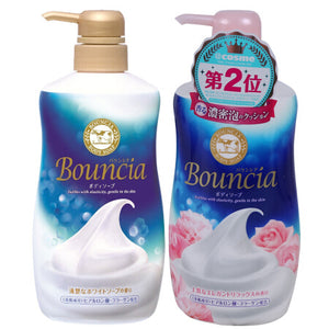 日本 COW 牛乳石鹼共进社 BOUNCIA浓密泡沫沐浴乳牛奶香+ 玫瑰花香 500ml 2瓶