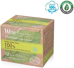 韩国 DONGSUNG WOW premium health from natural 100% organic cotton cover  12pads 25cm