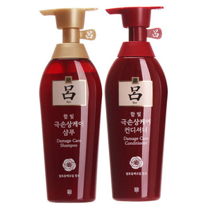 韩国RYO吕 红色滋润烫染干枯损伤发质修复专用洗发水500ml + 护发素 500ml
