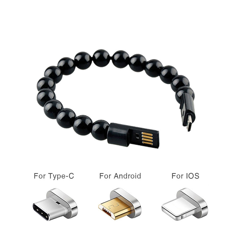 Wearable USB recharging Bracelet Beads recharging Cable flexible USB Phone charging