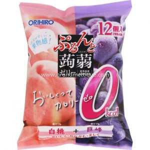 新品零食！日本ORIHIRO 蒟蒻低卡果冻 水蜜桃+葡萄 12枚入