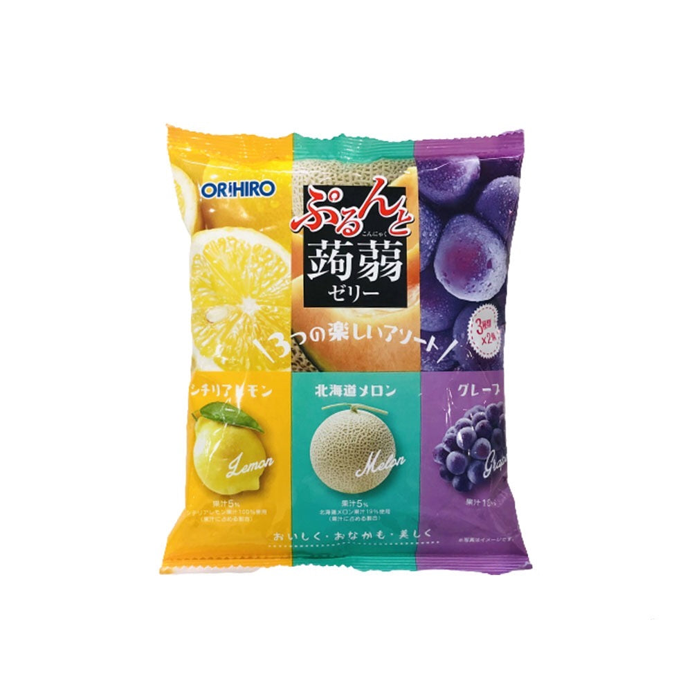 新品零食！日本ORIHIRO 蒟蒻低卡果冻柠檬+哈密瓜 +葡萄 6枚入
