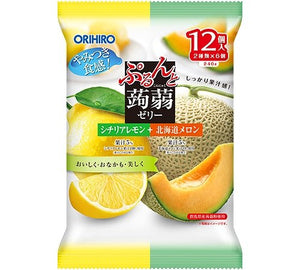 新品零食！日本ORIHIRO 蒟蒻低卡果冻 哈密瓜+柠檬味 12枚入