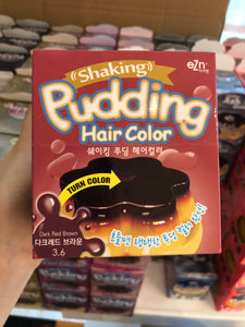 韩国EZN shaking pudding hair color-3.6深红棕色 可以染白发