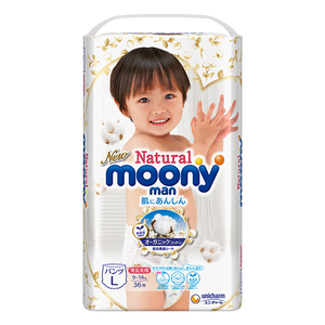 unicharm moony Natural Moonyman 裤型婴儿纸尿裤 (L号)男女共用