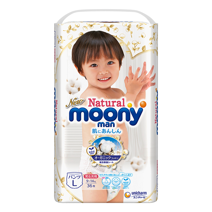 unicharm moony Natural Moonyman 裤型婴儿纸尿裤 (L号)男女共用